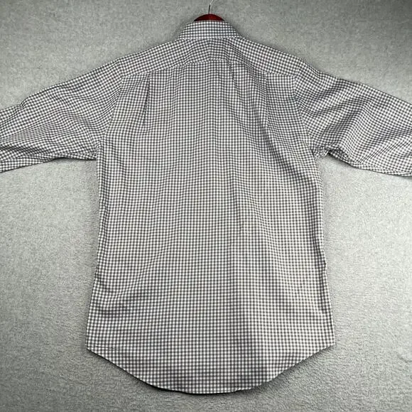 Nordstrom Mens Shop Non Iron Shirt Blue Check Button Up Long Sleeve Mens Large - Picture 6 of 11
